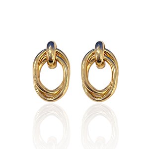 Brinco Bijuteria Dourado e Prata Elos