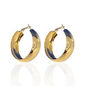 Brinco Bijuteria Dourado e Prata Argola Chapeada