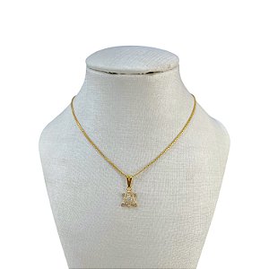 Colar Folheado Ouro 18k Tartaruga Cravejada