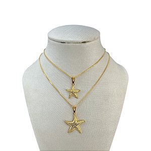 Colar Duplo Folheado Ouro 18k Sereismo Estrela