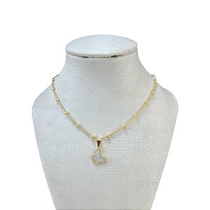 Choker Folheada Ouro 18k e Prata 925 Bolinhas Borboleta