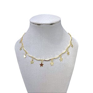 Choker Folheada Ouro 18k Estrelas