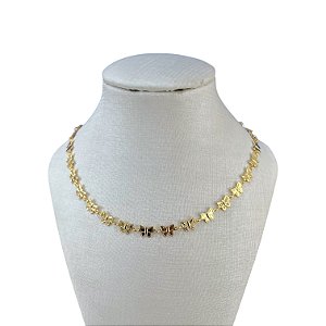 Choker Folheada Ouro 18k Borboletas