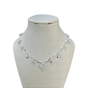 Choker Folheada Prata 925 Ponto de Luz Maçã Cravejada