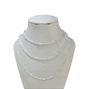 Colar Triplo Folheado Prata 925 Bolinhas Riviera