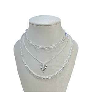 Colar Triplo Folheado Prata 925 Elos Riviera Triângulo