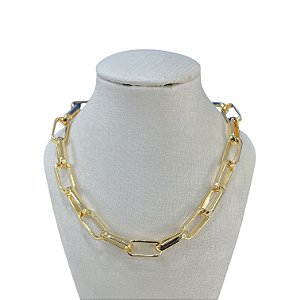 Choker Folheada Ouro 18k e Prata 925 Elos Oval Laminada
