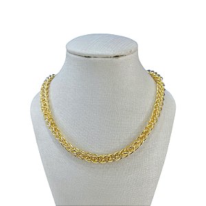 Choker Folheada Ouro 18k e Prata 925 Elos Trançados