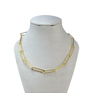 Choker Folheada Ouro 18k Elos Quadrado Laminado