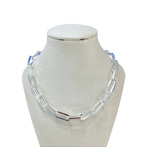 Choker Folheada Prata 925 Elos Oval Quadrado