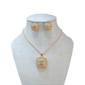 Conjunto Folheado Ouro 18K e Prata 925 Inspired Cravejado