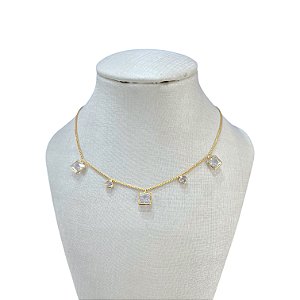 Choker Folheada Ouro 18k Quadrado Ponto de Luz
