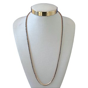 Colar Longo Folheado Ouro 18k e Prata 925 Riviera Trava Fina