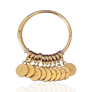 Bracelete Folheado Ouro 18k e Prata 925 Mandamentos Redondo