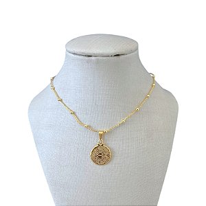 Choker Folheada Ouro 18k Bolinhas Pai Nosso