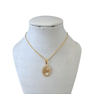Colar Folheado Ouro 18k Fé Cravejada