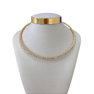 Choker Aro Bijuteria Dourado e Prata Bolinhas