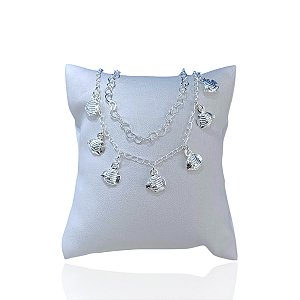 Pulseira Folheada Prata 925 Dupla Peixes