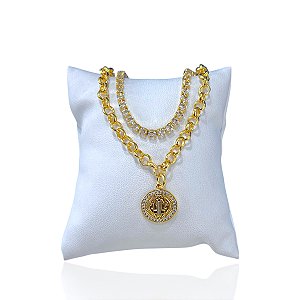 Pulseira Folheada Ouro 18k Dupla Riviera São Bento Strass