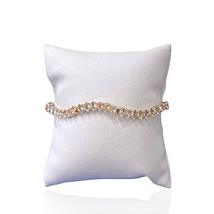 Pulseira Folheada Ouro 18k e Prata 925 Riviera Ondulada Trava