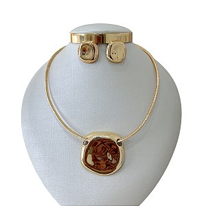 Conjunto Aro Bijuteria Quadrado