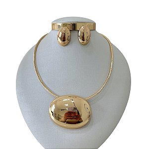 Conjunto Aro Bijuteria Orgânico Abaulado