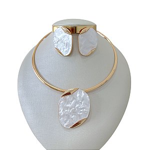 Conjunto Aro Bijuteria Madrepérola Orgânico