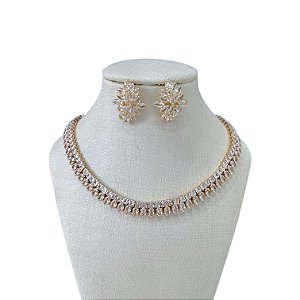 Conjunto Folheado Prata 925 Riviera Navete Cravejado