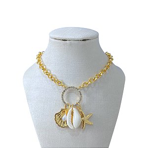 Colar Folheado Ouro 18k Sereismo mandala Concha