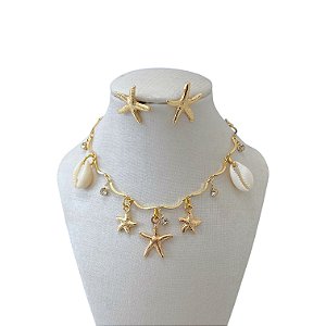 Conjunto Folheado Ouro 18k Sereismo Estrela do Mar