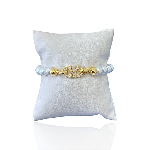 Pulseira Folheada Ouro 18k e Prata 925 Inspired Pérolas