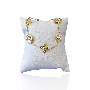 Pulseira Folheada Ouro 18k e Prata 925 Inspired Cravejado