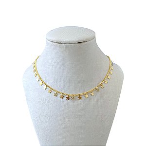 Choker Folheada Ouro 18k Estrelas