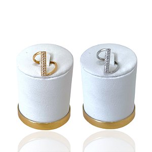 Anel Numeração Bijuteria Dourado e Prata Palito Cravejado