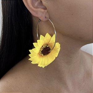 Brinco Carnaval Argola Girassol Bijuteria