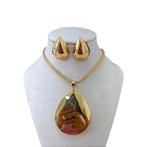 Conjunto Folheado Ouro 18k e Prata 925 Malha Formatos Abaulado