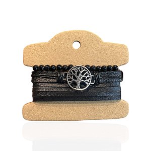Pulseiras Masculina Couro Bijuteria Árvore da Vida
