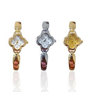 Relógio Aço Feminino Bracelete Trevo Inspired