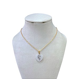 Colar Folheado Ouro 18k Coração Nossa Senhora Madrepérola