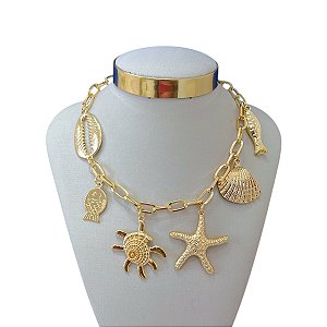 Colar Bijuteria Dourado e Prata Sereismo