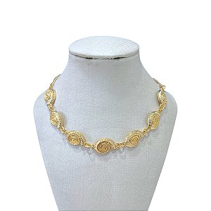 Choker Bijuteria Dourado e Prata Conchas