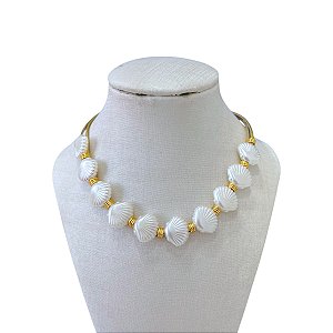 Choker Bijuteria Fios Dourado Conchas