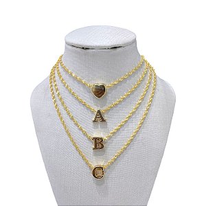 Colar Folheado Ouro18k Letra Inicial Torcida