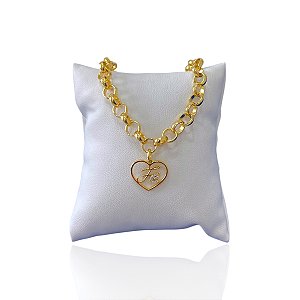 Pulseira Folheada Ouro 18k Elos Português Coração Fé