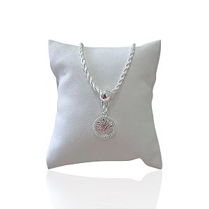 Pulseira Folheada Prata 925 Cordão Baiano Árvore da Vida Cravejada