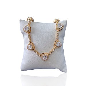 Pulseira Folheada Ouro 18k e Prata 925 Corações Inspired Cravajada