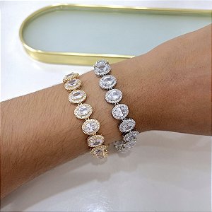 Pulseira Folheada Ouro 18k e Prata 925 Oval Inspired Cravajada