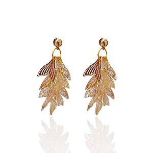 Brinco Bijuteria Dourado Cauda de Sereia