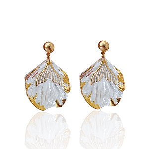 Brinco Bijuteria Dourado Concha Cauda de Sereia