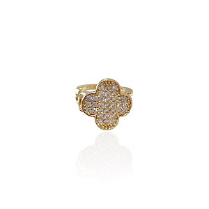 Piercing Fake Folheado Ouro 18k e Prata 925 Trevo Inspired Cravejado